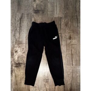 Puma Kids Black Fleece Joggers Sweatpants Size 6 Logo Activewear
